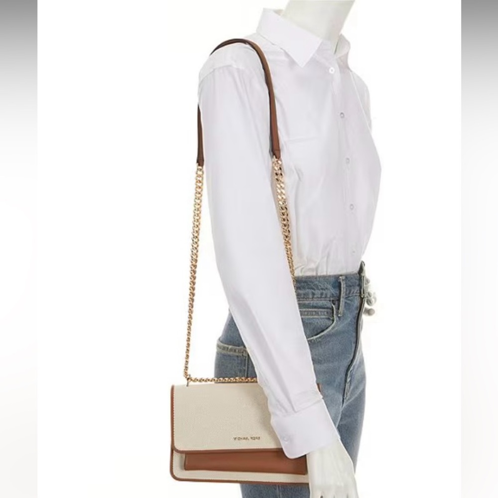 Michael Kors Cream and Brown Crossbody Bag